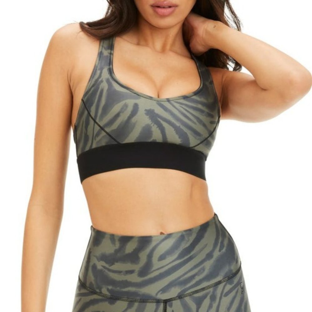 NWT Good American Double Knit Sports Bra Sea Turtle Zebra size 0 XS